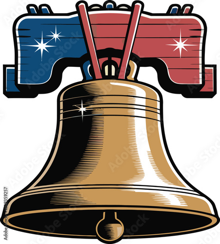 Liberty Bell illustration Patriotic American symbol graphic design element, perfect for Independence Day celebration,s posters and  patriotic themed projects