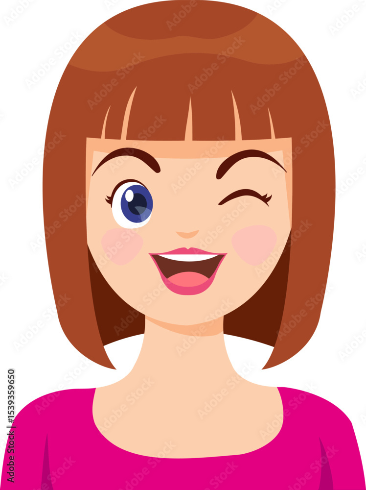 Charming Wink: A lively woman with a captivating wink shares her enthusiasm and expresses a sense of amusement. Her cheerful persona emanates warmth and a joyful experience. Charming Wink: A lively woman with a captivating wink shares her enthusiasm and expresses a sense of amusement. Her cheerful persona emanates warmth and a joyful experience.