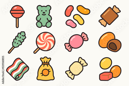 Colorful assortment of candy and sweets illustration