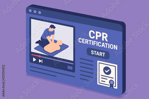 Online cpr certification training with video tutorial and quiz assessment