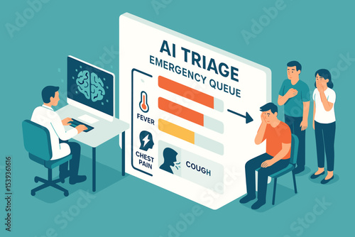 Ai triage system prioritizing patients with symptoms in emergency room queue