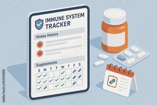 Immune system tracker with supplements and medication for health monitoring