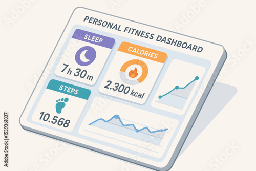 Personal fitness dashboard: sleep, calories, and step tracking interface