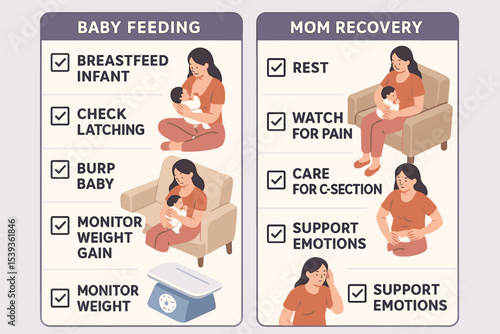 Baby feeding and postpartum recovery tips for asian female adults