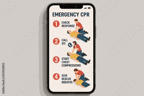 Guide to emergency cpr steps displayed on smartphone screen