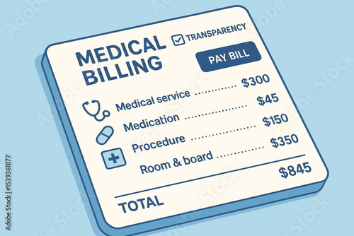 Medical billing invoice with cost transparency for services and medication