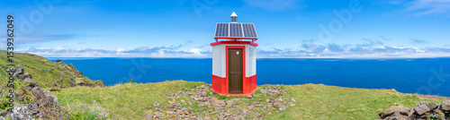 Lighthouse at the northern tip of the port captaincy of Vila do Porto, Santa Maria Island, Azores.
