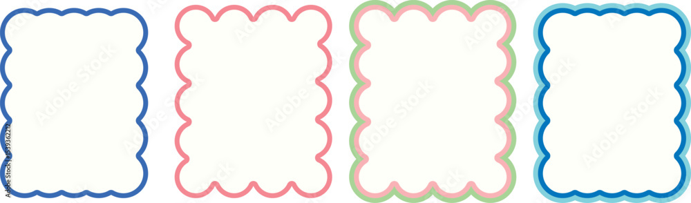 Obraz premium カラフルなかわいい波線ウェーブ枠フレーム