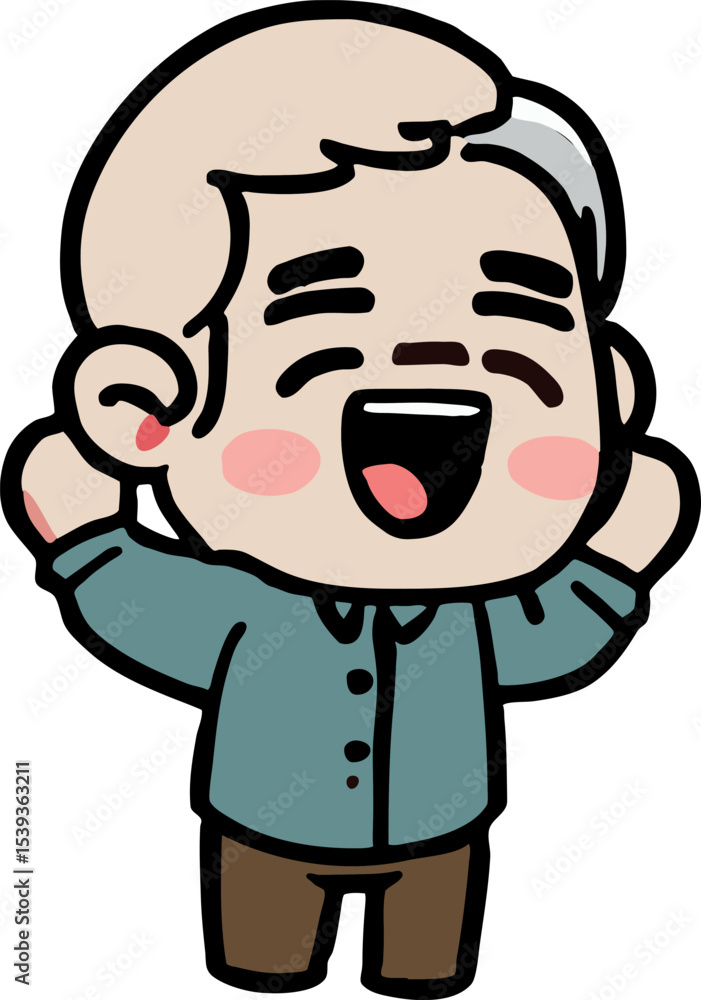 Obraz premium Joyful Man Cartoon Illustration: A vibrant cartoon illustration of a happy man radiating pure joy, showcasing a friendly and approachable demeanor.