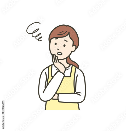 悩む主婦の上半身イラスト