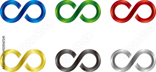 メタリックな無限大のアイコンのセット
Set of metallic infinity icons
