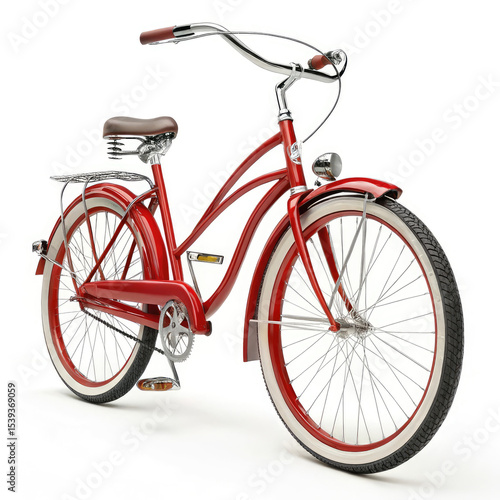 red bicycle isolated on white background