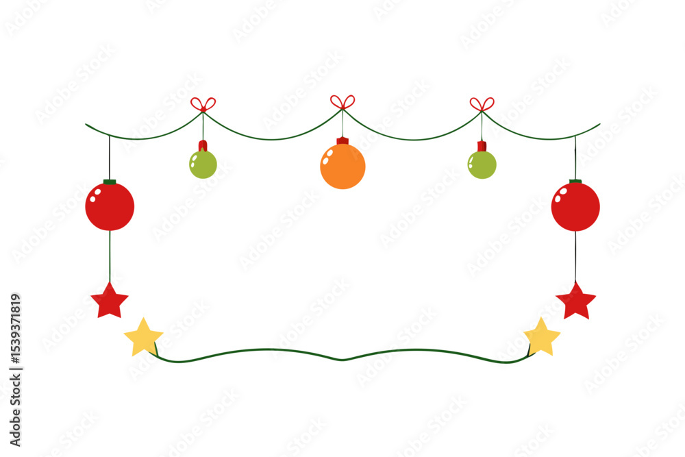 Christmas frame with garland fairy lights hang Christmas frame with garland fairy lights hang