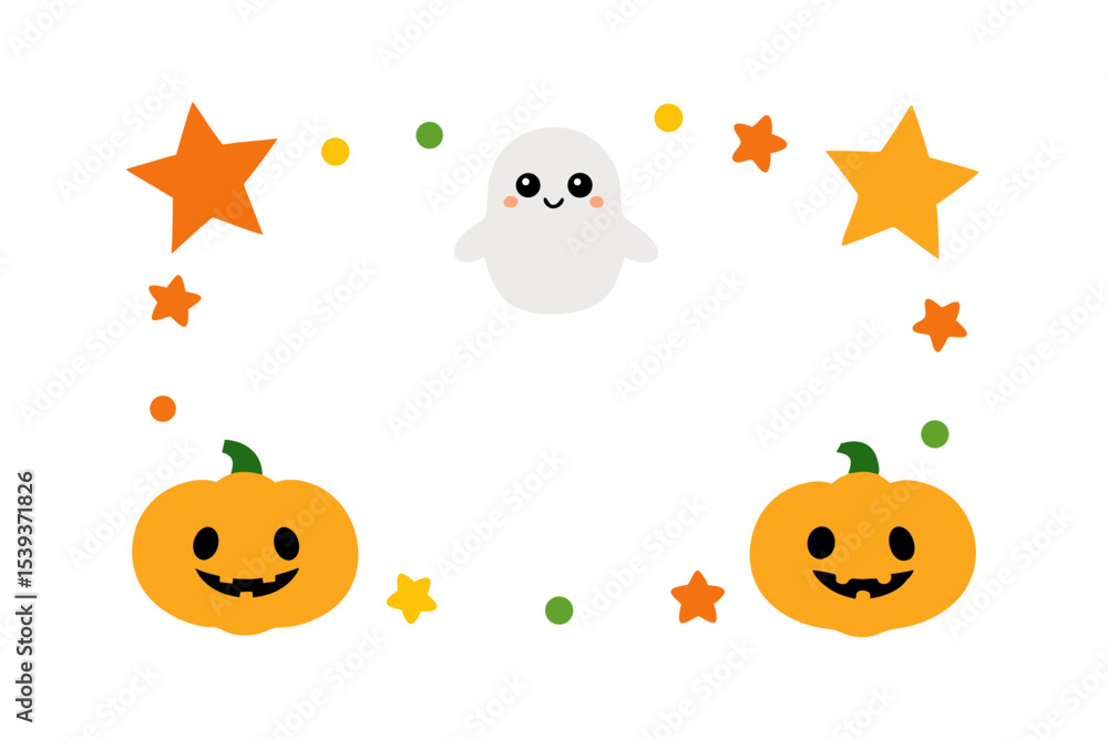 child friendly Halloween frame with ghost charact. child friendly Halloween frame with ghost charact.