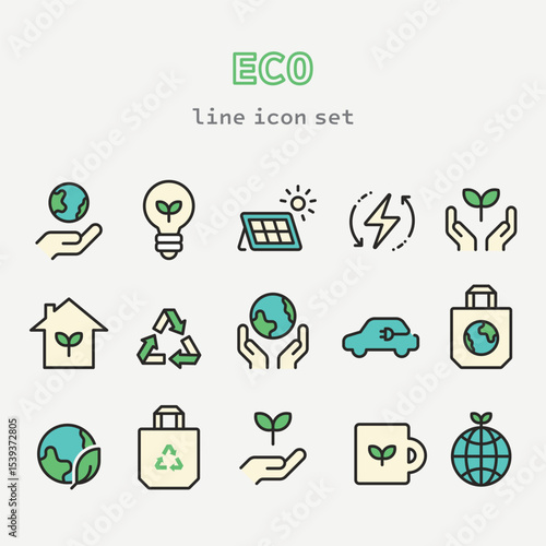Eco Friendly Line Icons for Sustainability and Green Living