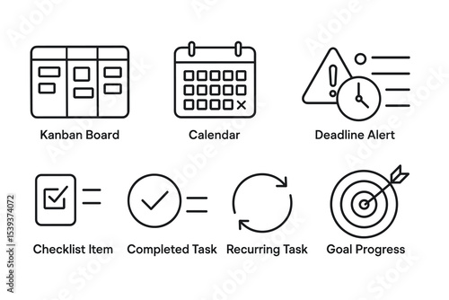 Productivity tools: kanban board, calendar, deadline alerts, checklists, progress tracking