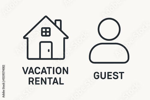 Vacation rental icon with guest symbol for hospitality and travel