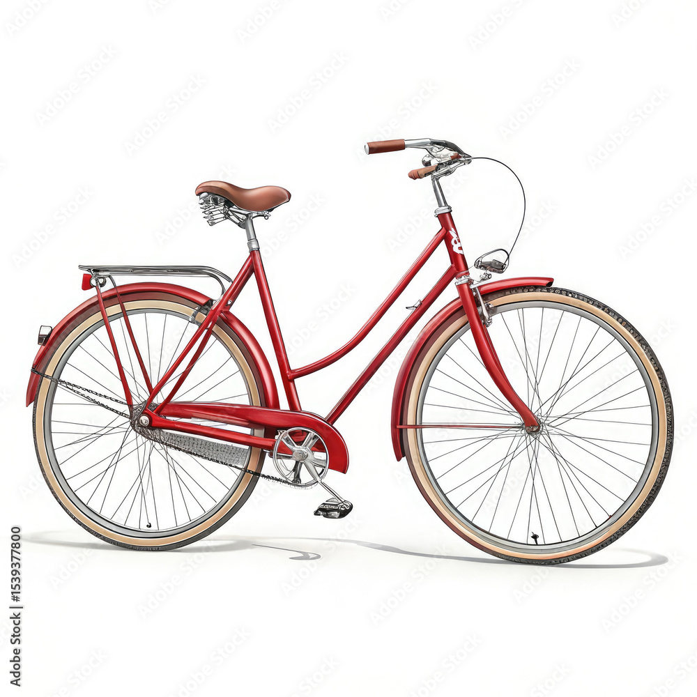 Obraz premium red bicycle isolated on white background