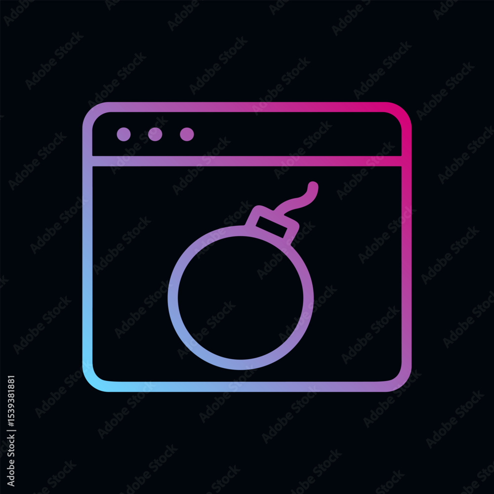 Digital detonation bomb inside browser. Icon Symbol Illustration Digital detonation bomb inside browser. Icon Symbol Illustration