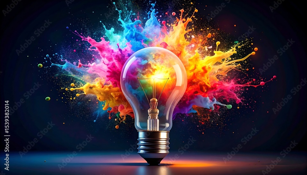 Colorful Idea Lightbulb Explosion. (1)