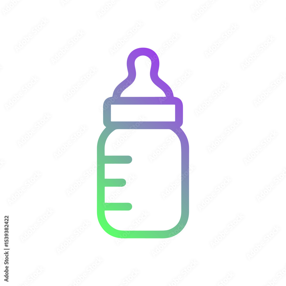 Gradient baby bottle illustration on white. Icon Symbol Illustration Gradient baby bottle illustration on white. Icon Symbol Illustration