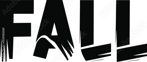 Bold black and white graphic illustration featuring the word fall with unique artistic styling
