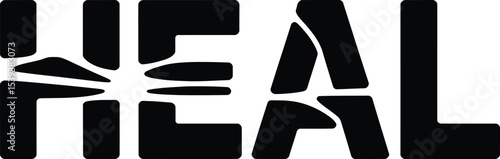 Modern and creative black and white heal wordmark design for health and wellness related themes