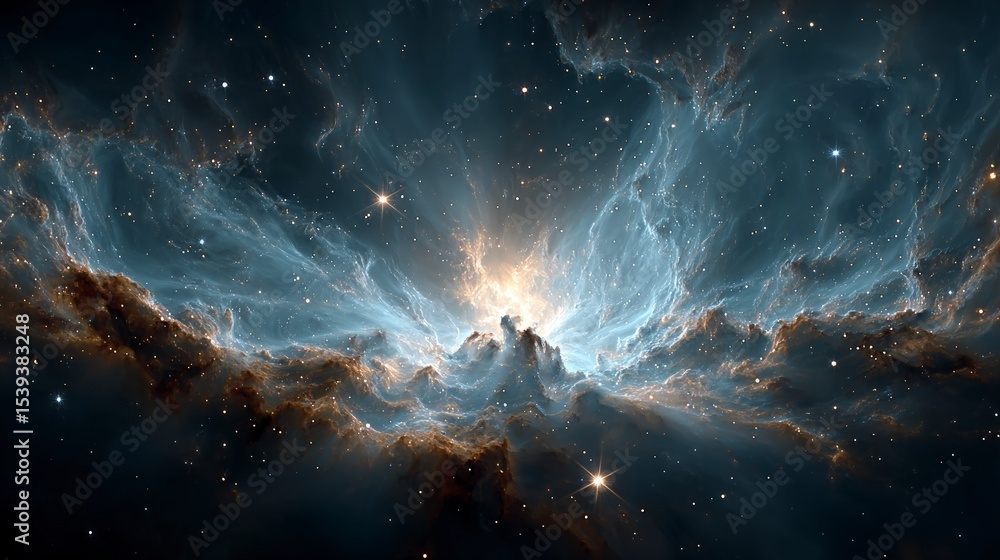 Fototapeta premium Cosmic Nebula Starry Sky Galactic Clouds Celestial Scene Space Background