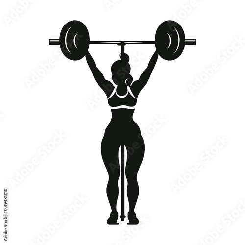 Female Weightlifter Clean and Jerk Silhouette