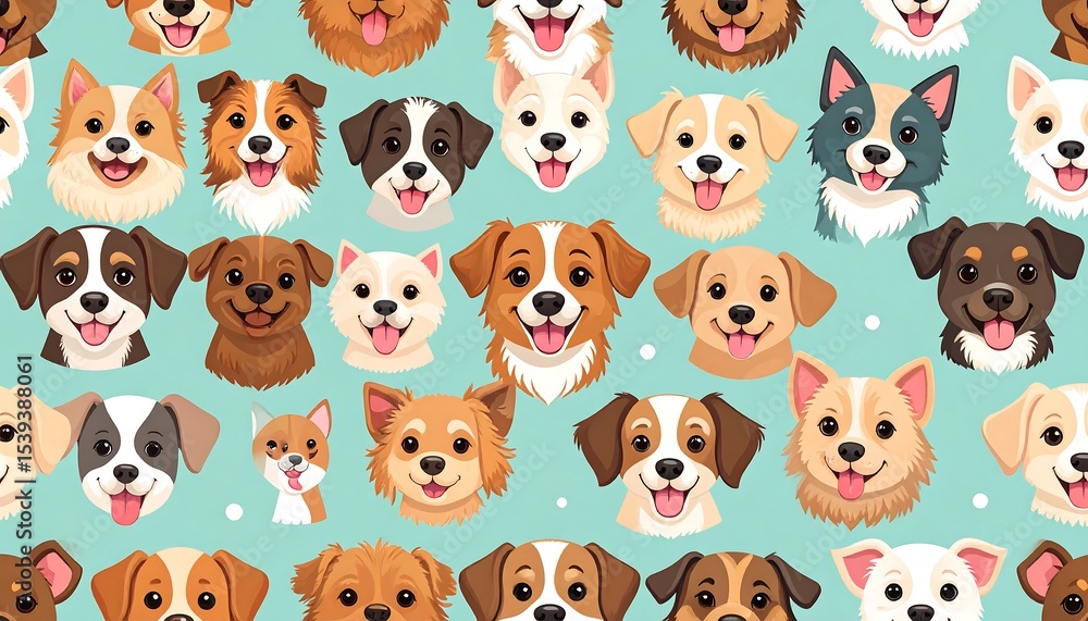 Fototapeta premium Happy Dogs Seamless Pattern.