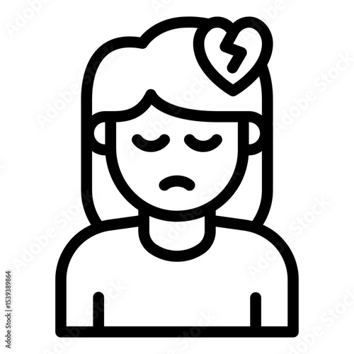 heartbreak emotion outline icon woman avatar sad