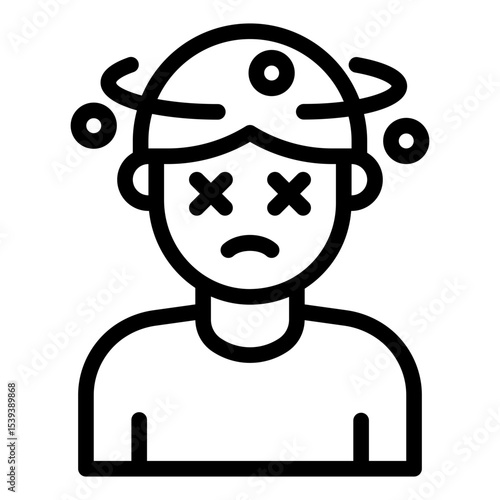 dizzy emotion outline icon man avatar spinning