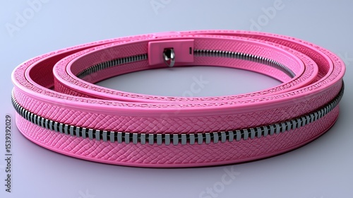 Pink zippered band in a circular design.