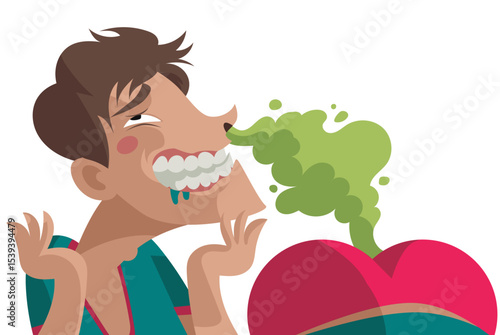 strange man smelling a flatulence