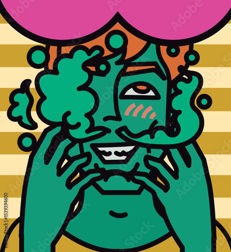 strange man smelling a flatulence