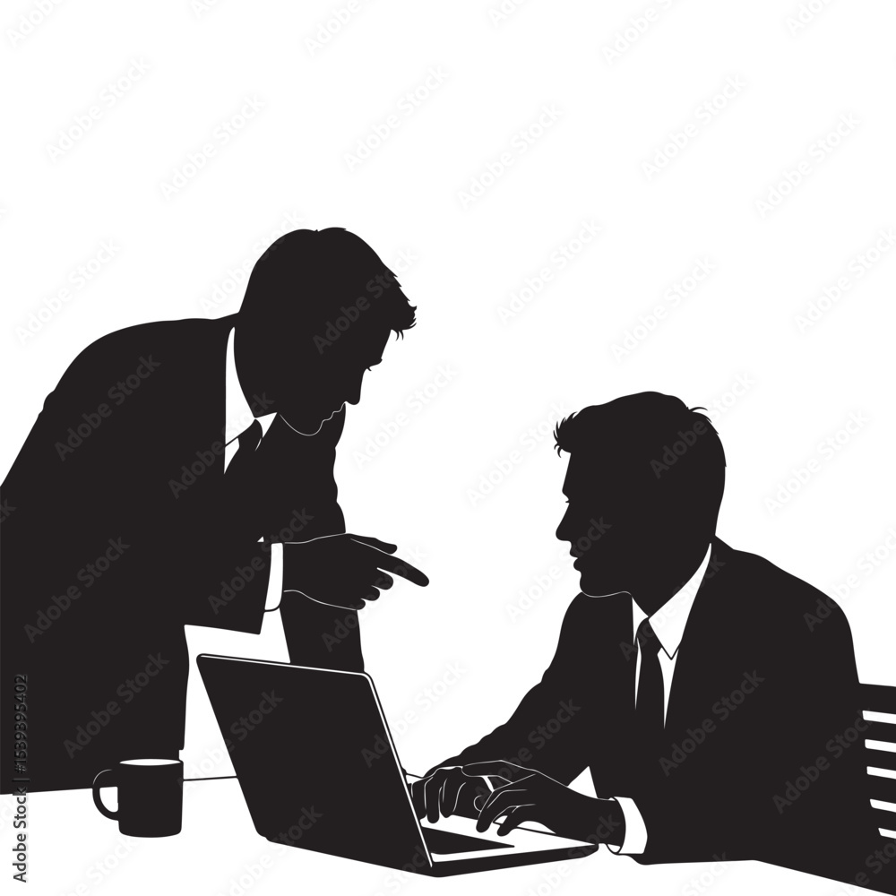 Obraz premium Business Mentoring or Coaching Session - Two Men Silhouettes