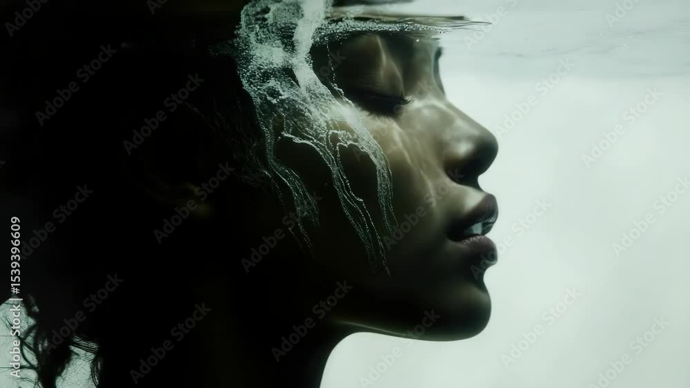 A woman in the water with her head under water A woman in the water with her head under water