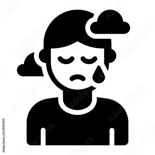 sad loneliness glyph icon man avatar feeling