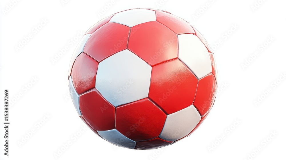 Red and white soccer ball on a white background. Red and white soccer ball on a white background.