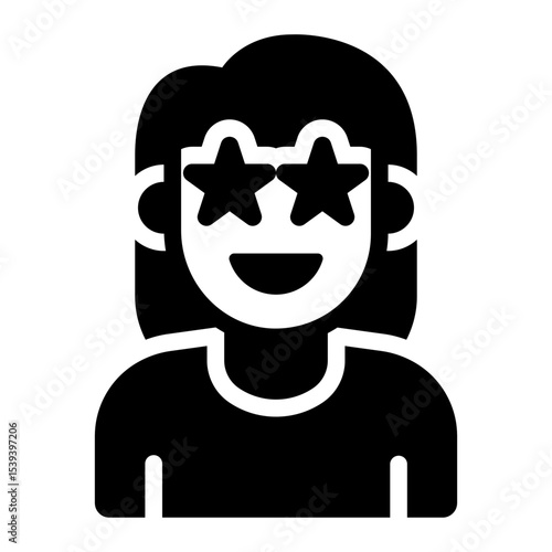 excited emotion glyph icon woman avatar joy