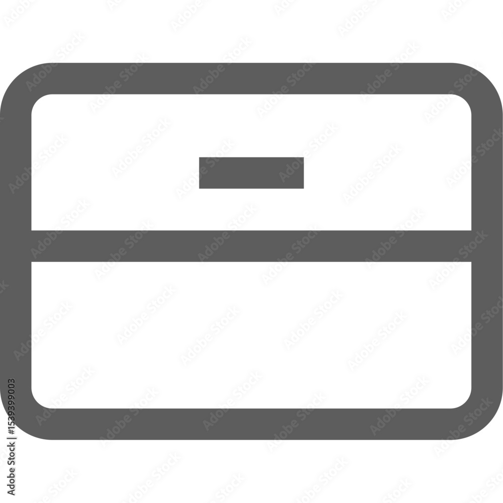 Illustration of a rectangular shape with rounded corners and a drawer symbol in gray color tone design Illustration of a rectangular shape with rounded corners and a drawer symbol in gray color tone design