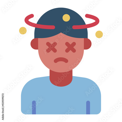 dizzy emotion flat icon man avatar spinning