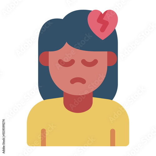 heartbreak emotion flat icon woman avatar sad