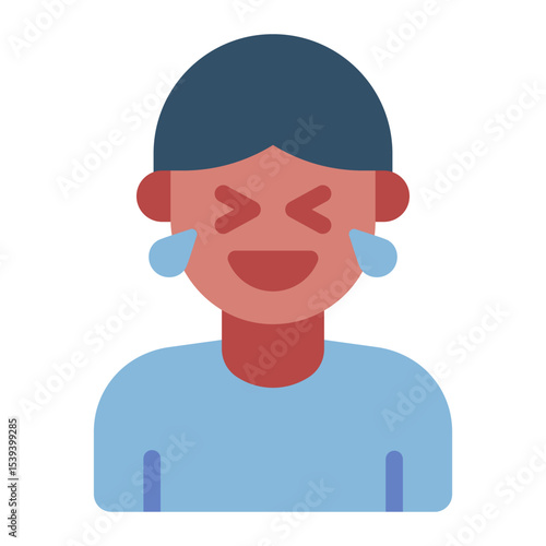 laughing happy flat icon man avatar emotion
