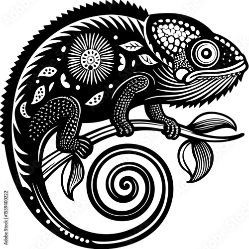 A majestic chameleon illustrated