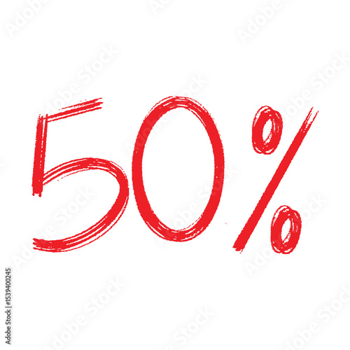 Bold 50 % Discount Lettering  Hand-Drawn with  Brush