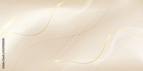 Abstract gold background with flowing lines in luxurious white and cream colors.digital future technology concept.vector eps10