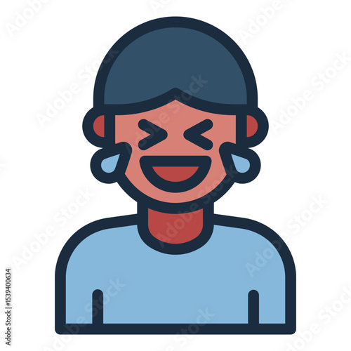 laughing happy filled line icon man avatar emotion