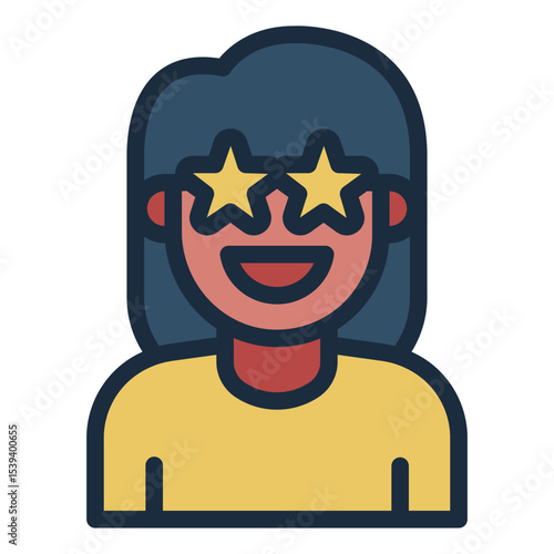 excited emotion filled line icon woman avatar joy