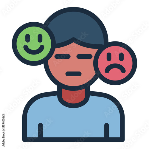 moody emotion filled line icon man avatar bipolar